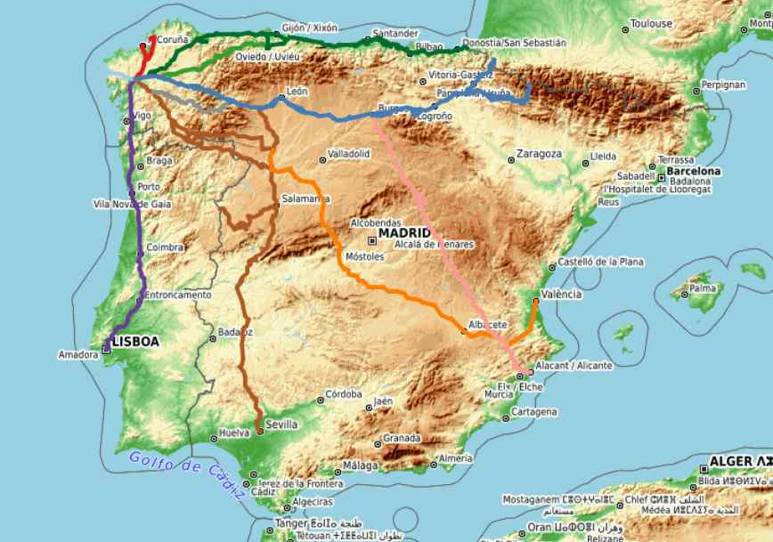 Mapa del Camino de Santiago